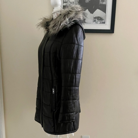 black rivet leather jacket on a warm lining size L org $599 with defect - Picture 7 of 16